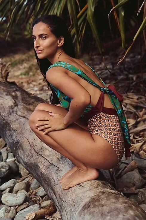 Free People Other - New Anthropologie Women’s Green Floral & Brown Pattern One-Piece Swimsuit